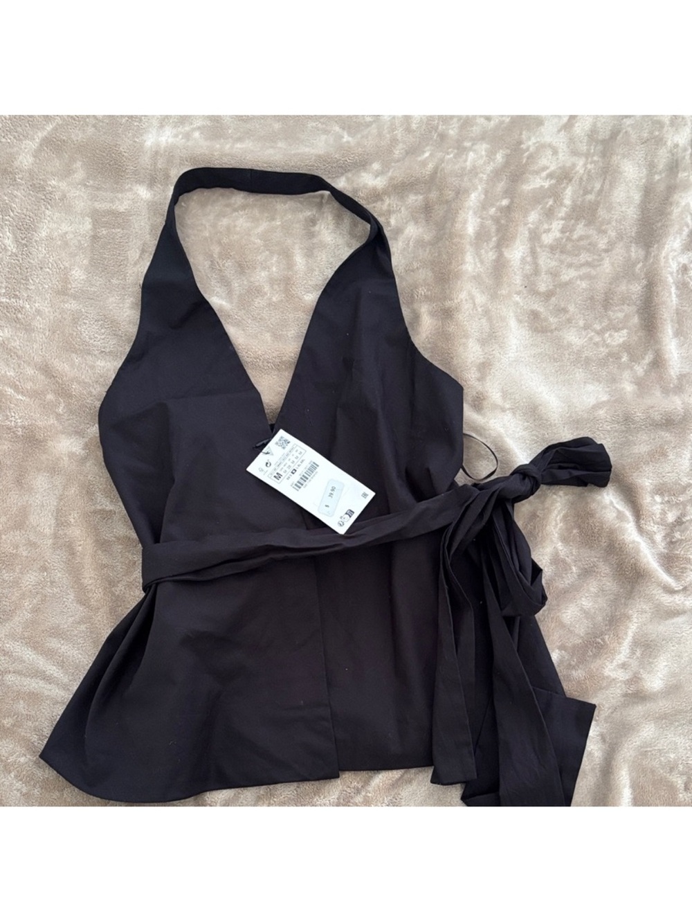 Zara NWT Black Halter V-Neck Top